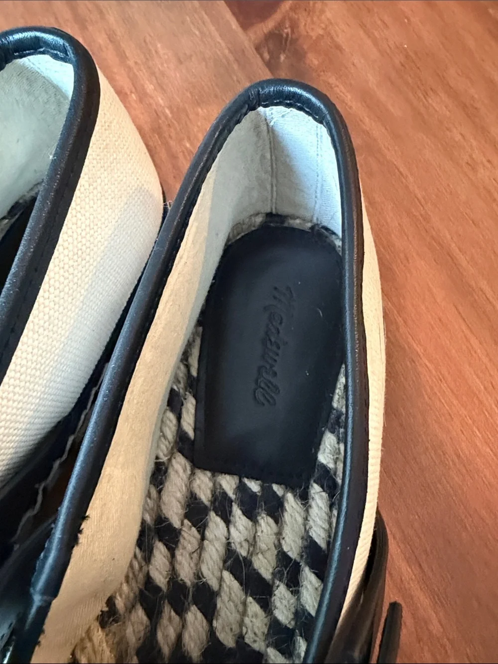Madewell Cream and Black Mary Jane Canvas Espadrilles 8.5
